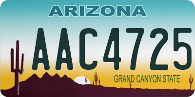 AZ license plate AAC4725