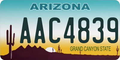 AZ license plate AAC4839