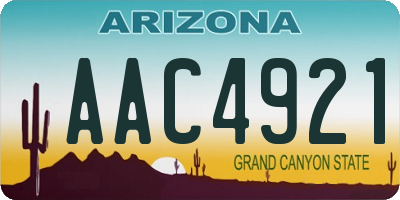 AZ license plate AAC4921