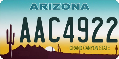 AZ license plate AAC4922