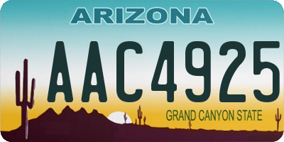 AZ license plate AAC4925
