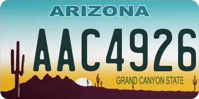 AZ license plate AAC4926