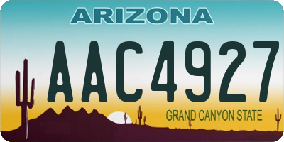 AZ license plate AAC4927