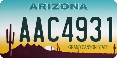 AZ license plate AAC4931