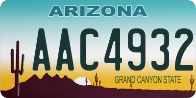 AZ license plate AAC4932