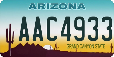 AZ license plate AAC4933