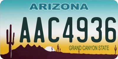 AZ license plate AAC4936