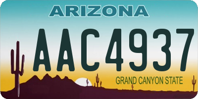 AZ license plate AAC4937