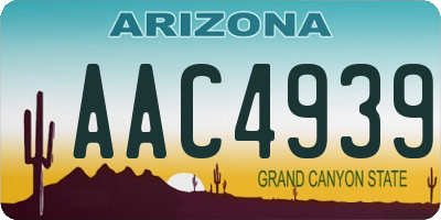 AZ license plate AAC4939