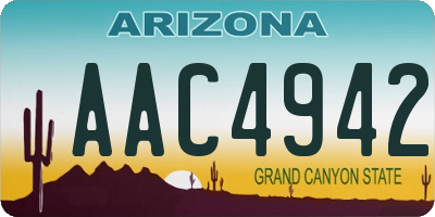 AZ license plate AAC4942