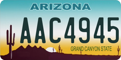 AZ license plate AAC4945