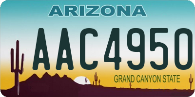 AZ license plate AAC4950