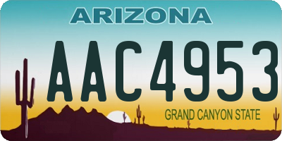 AZ license plate AAC4953