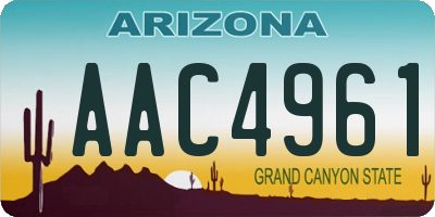 AZ license plate AAC4961