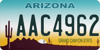 AZ license plate AAC4962