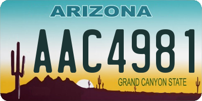 AZ license plate AAC4981