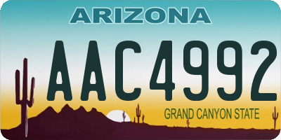 AZ license plate AAC4992