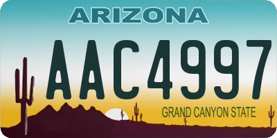 AZ license plate AAC4997