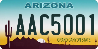 AZ license plate AAC5001