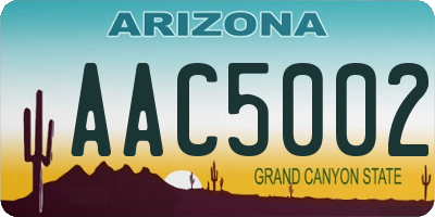 AZ license plate AAC5002