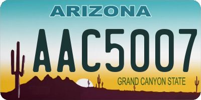 AZ license plate AAC5007