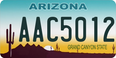 AZ license plate AAC5012