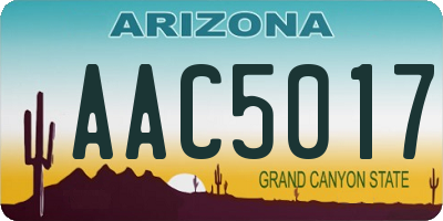 AZ license plate AAC5017