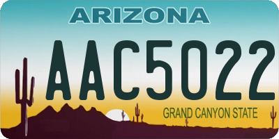 AZ license plate AAC5022