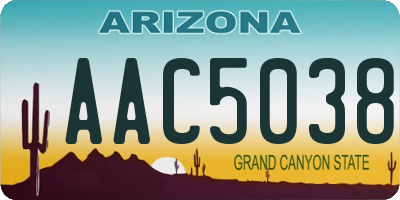 AZ license plate AAC5038