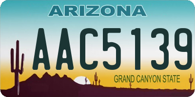 AZ license plate AAC5139