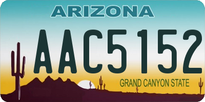 AZ license plate AAC5152