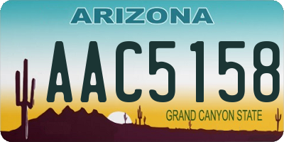 AZ license plate AAC5158