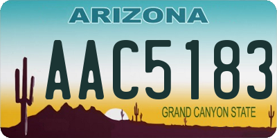 AZ license plate AAC5183