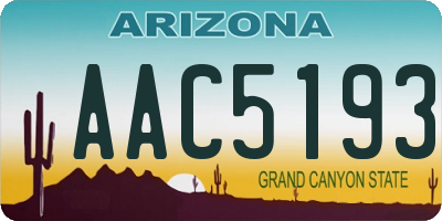 AZ license plate AAC5193