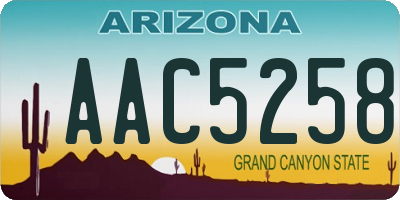 AZ license plate AAC5258