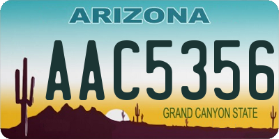 AZ license plate AAC5356