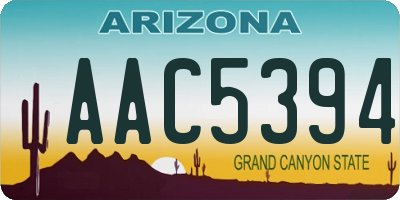 AZ license plate AAC5394