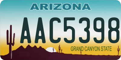 AZ license plate AAC5398