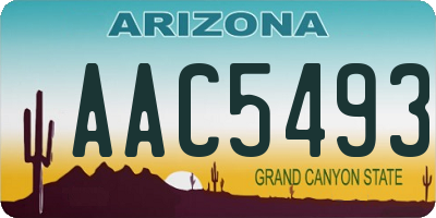 AZ license plate AAC5493