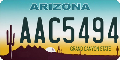 AZ license plate AAC5494