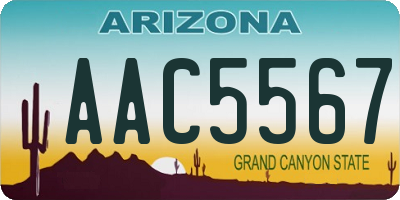 AZ license plate AAC5567