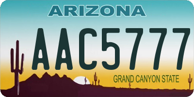 AZ license plate AAC5777