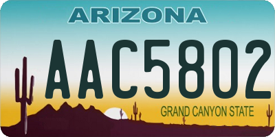 AZ license plate AAC5802