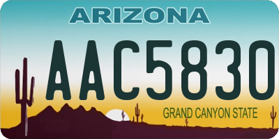 AZ license plate AAC5830