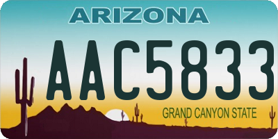 AZ license plate AAC5833