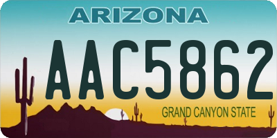 AZ license plate AAC5862