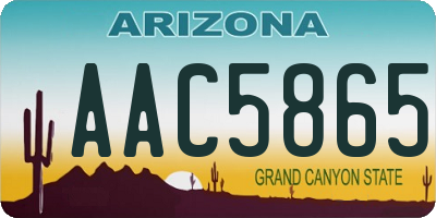 AZ license plate AAC5865