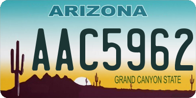 AZ license plate AAC5962