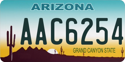 AZ license plate AAC6254