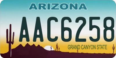 AZ license plate AAC6258